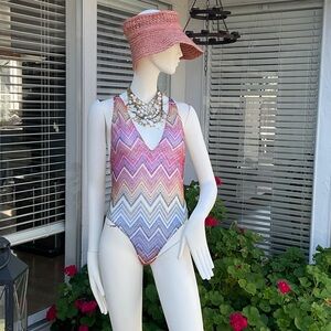 Missoni Multicolor Chevron One Piece Swimsuit